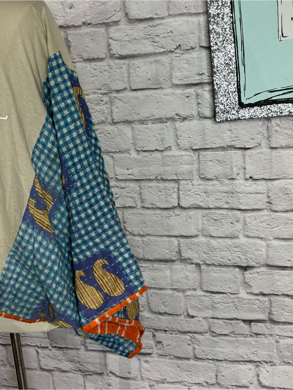 Journey Kantha Poncho XL Upcycled Boho Festival Band Tee One of a Kind - Picture 5 of 8